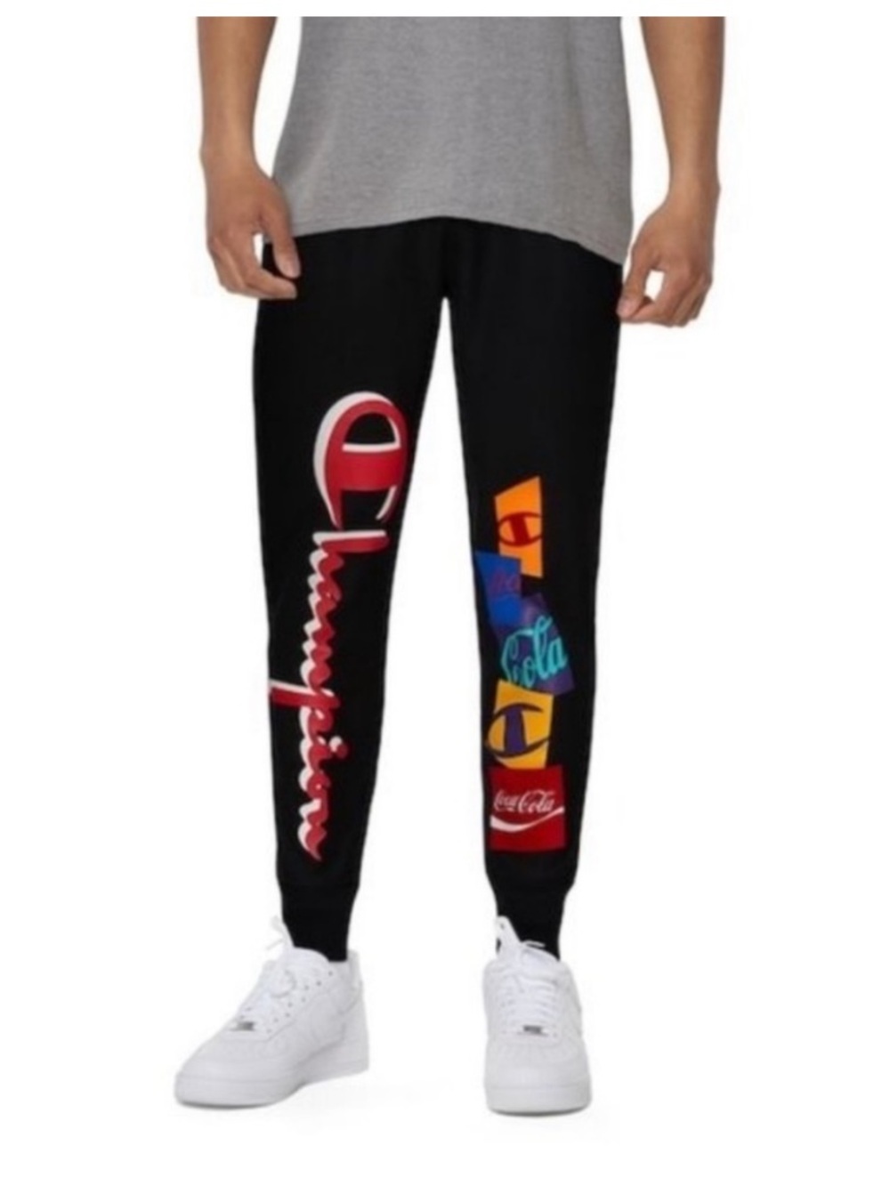 Champion x Coca-Cola Collab Black Graphic Logo Jogger Pants Unisex Medium